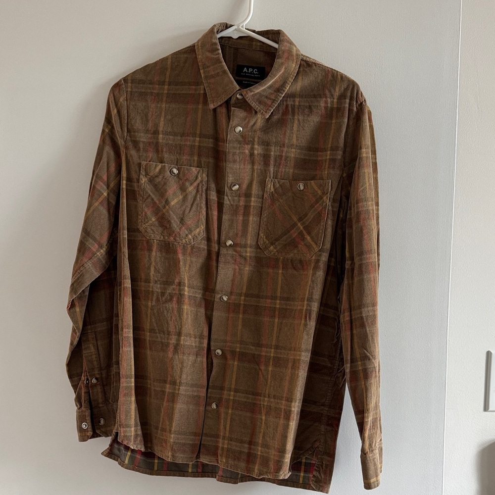 A.P.C. Tan Plaid Long Sleeve Shirt